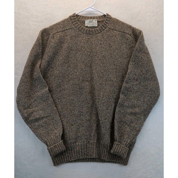 Lord Jeff 100% Shetland Wool Sweater Men's Medium Scotland Tan Made in USA - Picture 1 of 12